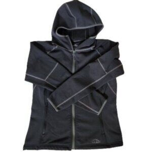 L.L. Bean Black Coat with Hoood & Ponytail Hole!